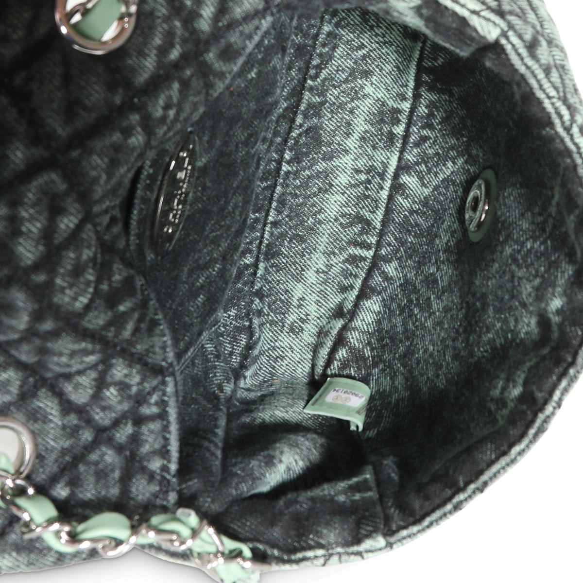 20C Green Quilted Denim Denimpression Mini Flap Bag