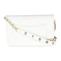 White Quilted Goatskin Punk Essentials Wallet On Chain