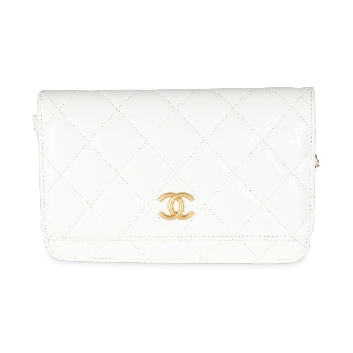 White Quilted Goatskin Punk Essentials Wallet On Chain