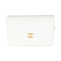 White Quilted Goatskin Punk Essentials Wallet On Chain