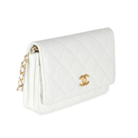 White Quilted Goatskin Punk Essentials Wallet On Chain