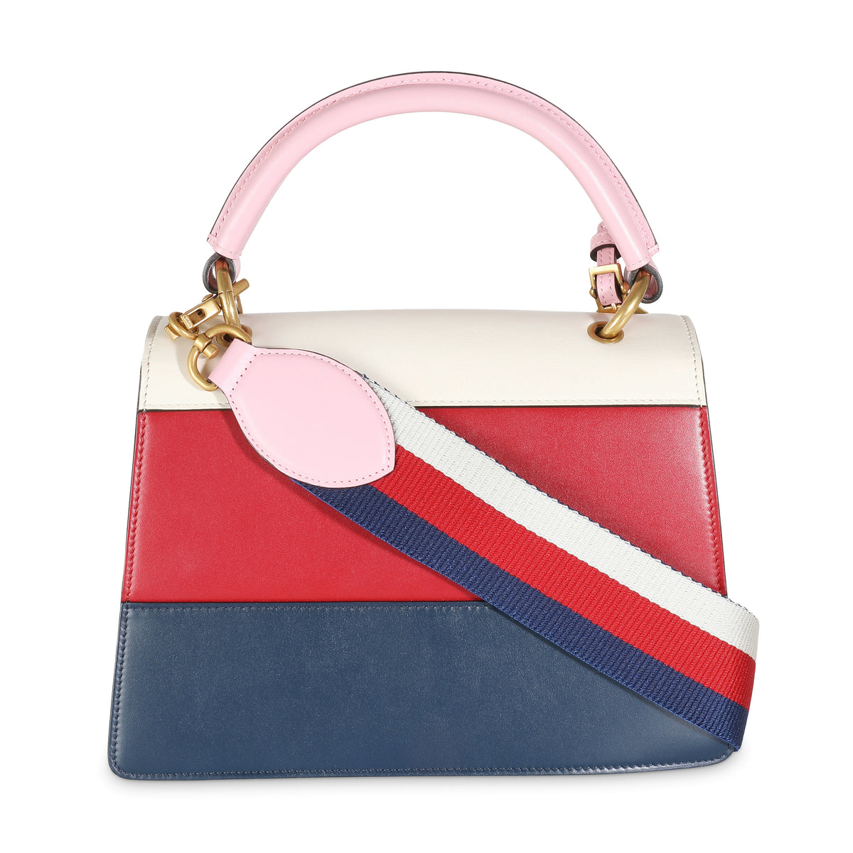 Tri Color Calfskin Sylvie Web Small Queen Margaret Top Handle Bag