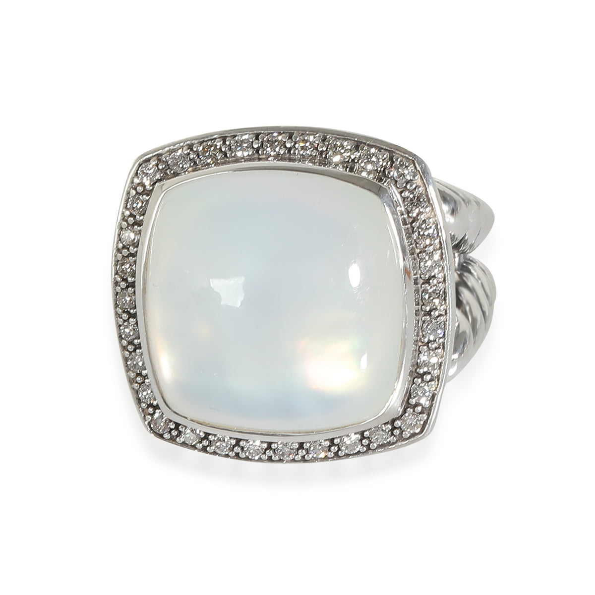 Albion Ring With Moon Quartz & Diamonds in Sterling Silver 0.33 CTW