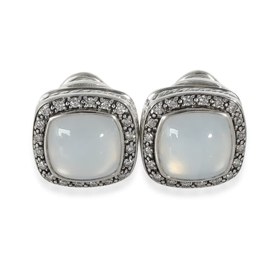 Albion Earring With Moon Quartz & Diamonds Sterling Silver 0.6 CTW