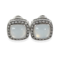 Albion Earring With Moon Quartz & Diamonds Sterling Silver 0.6 CTW