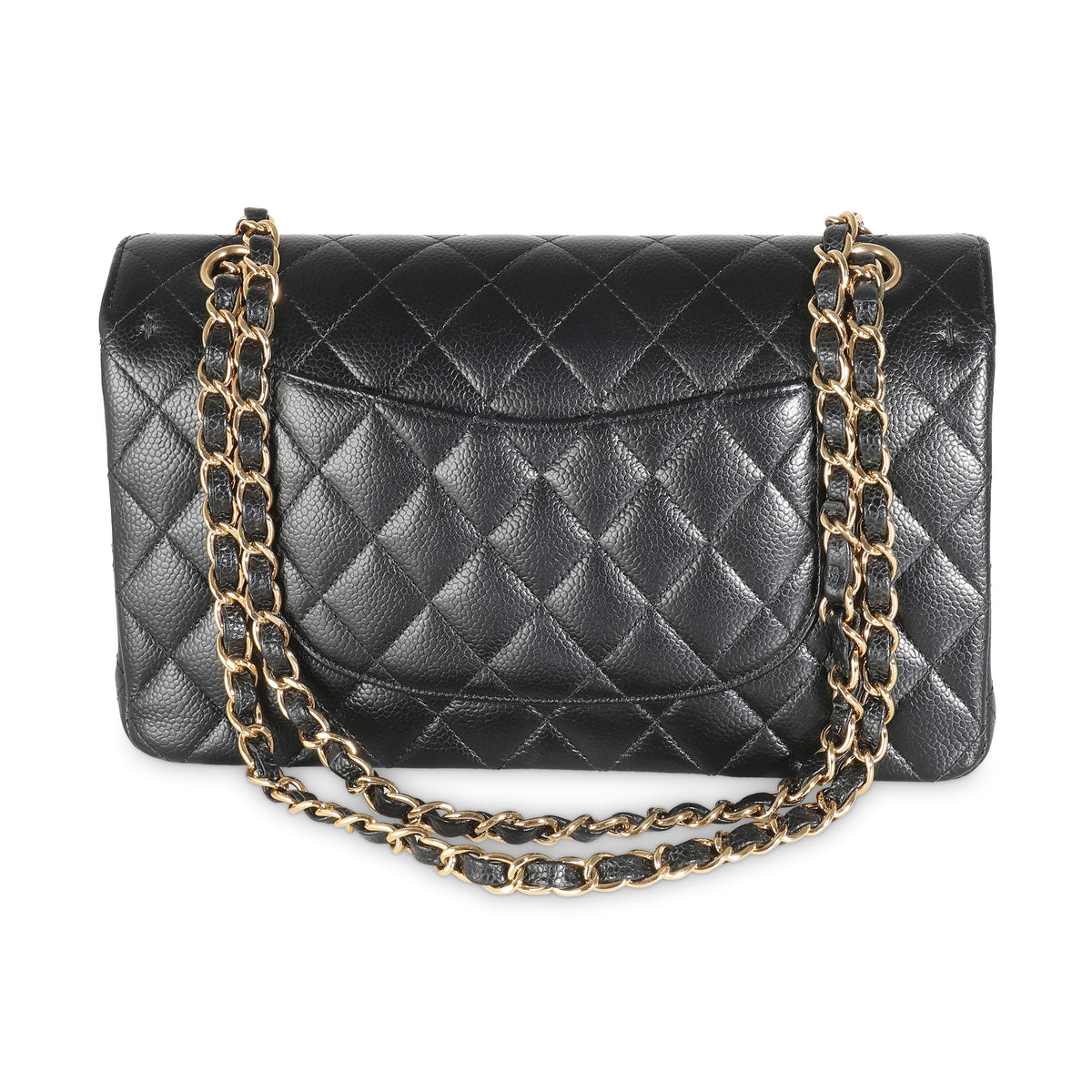 Black Quilted Caviar Medium Classic Double Flap Bag