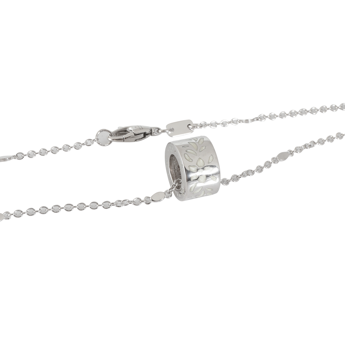 Icon White Enamel Blossom Necklace in 18k White Gold