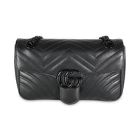 Black Calfskin Matelasse Small GG Marmont Bag