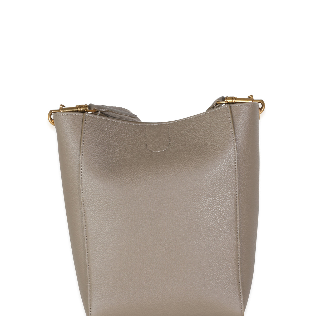 Taupe Soft Grained Calfskin Small Sangle Bucket