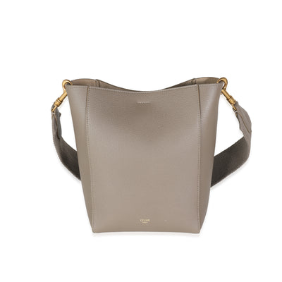 Taupe Soft Grained Calfskin Small Sangle Bucket