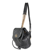 Black Matelasse Calfskin Mini GG Marmont Flap Backpack