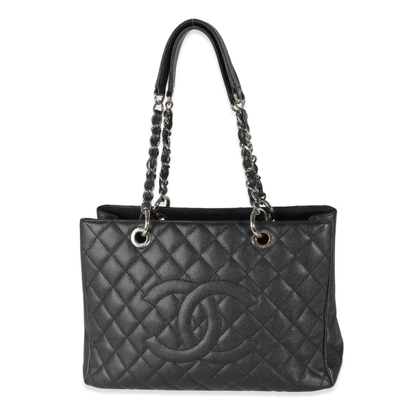 Black Quilted Caviar Grand Shopping Tote