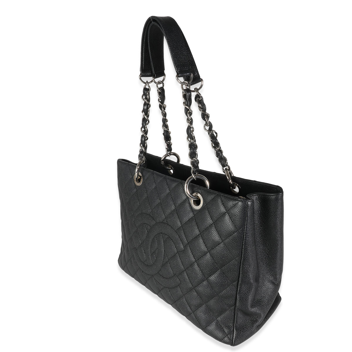 Black Quilted Caviar Grand Shopping Tote