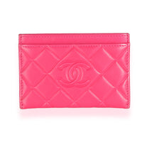 Pink Quilted Lambskin CC Diamond Stitch Card Case