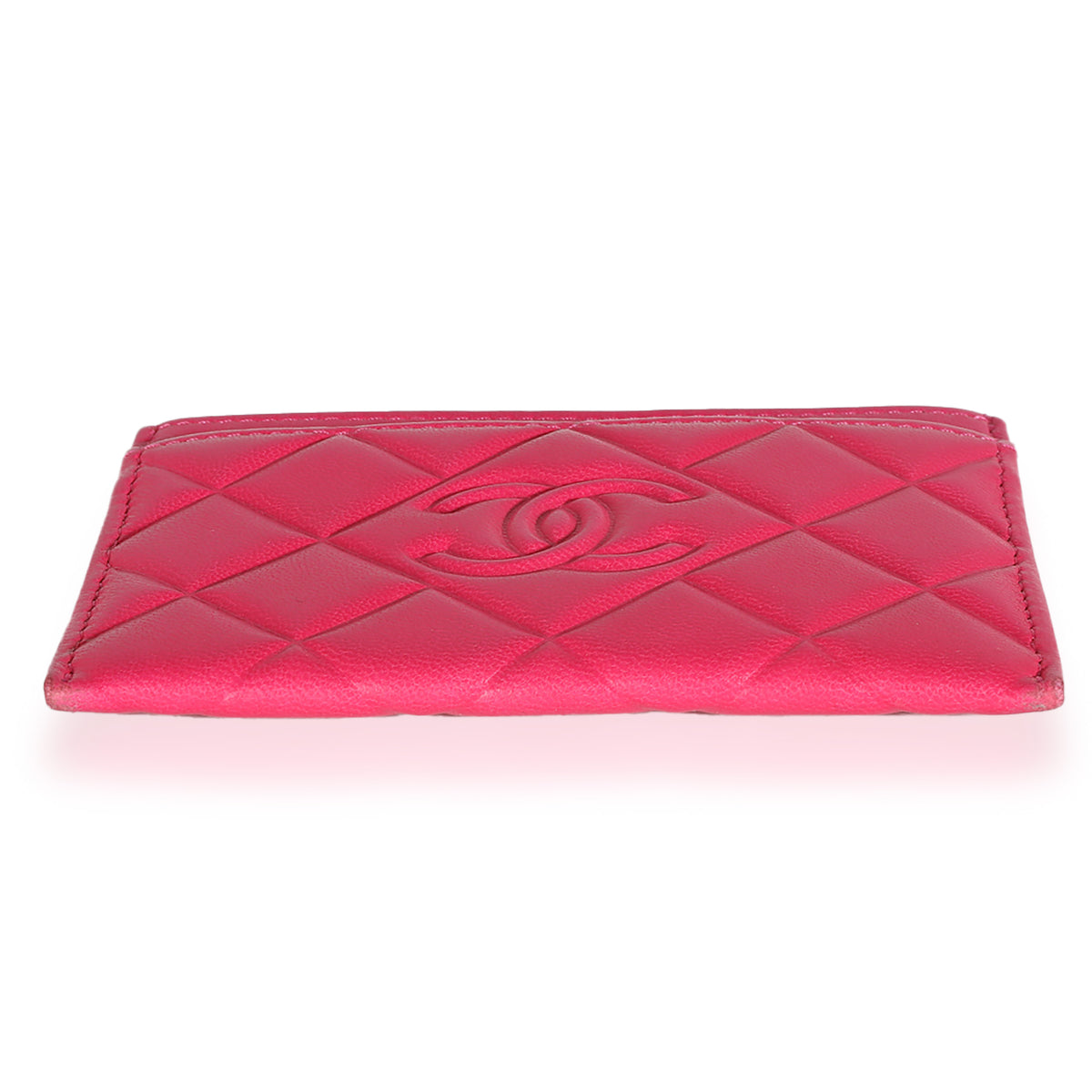 Pink Quilted Lambskin CC Diamond Stitch Card Case