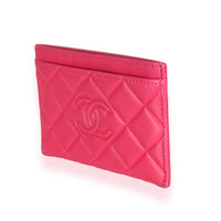 Pink Quilted Lambskin CC Diamond Stitch Card Case