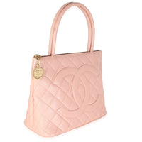 Pink Quilted Caviar Medallion Tote