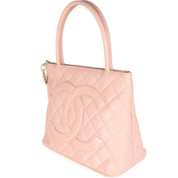 Pink Quilted Caviar Medallion Tote