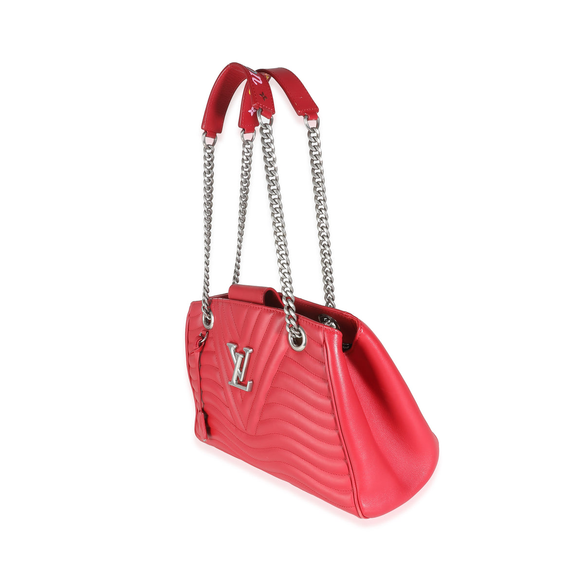 Louis Vuitton Ecarlate Calfskin New Wave Chain Tote Handbag pv