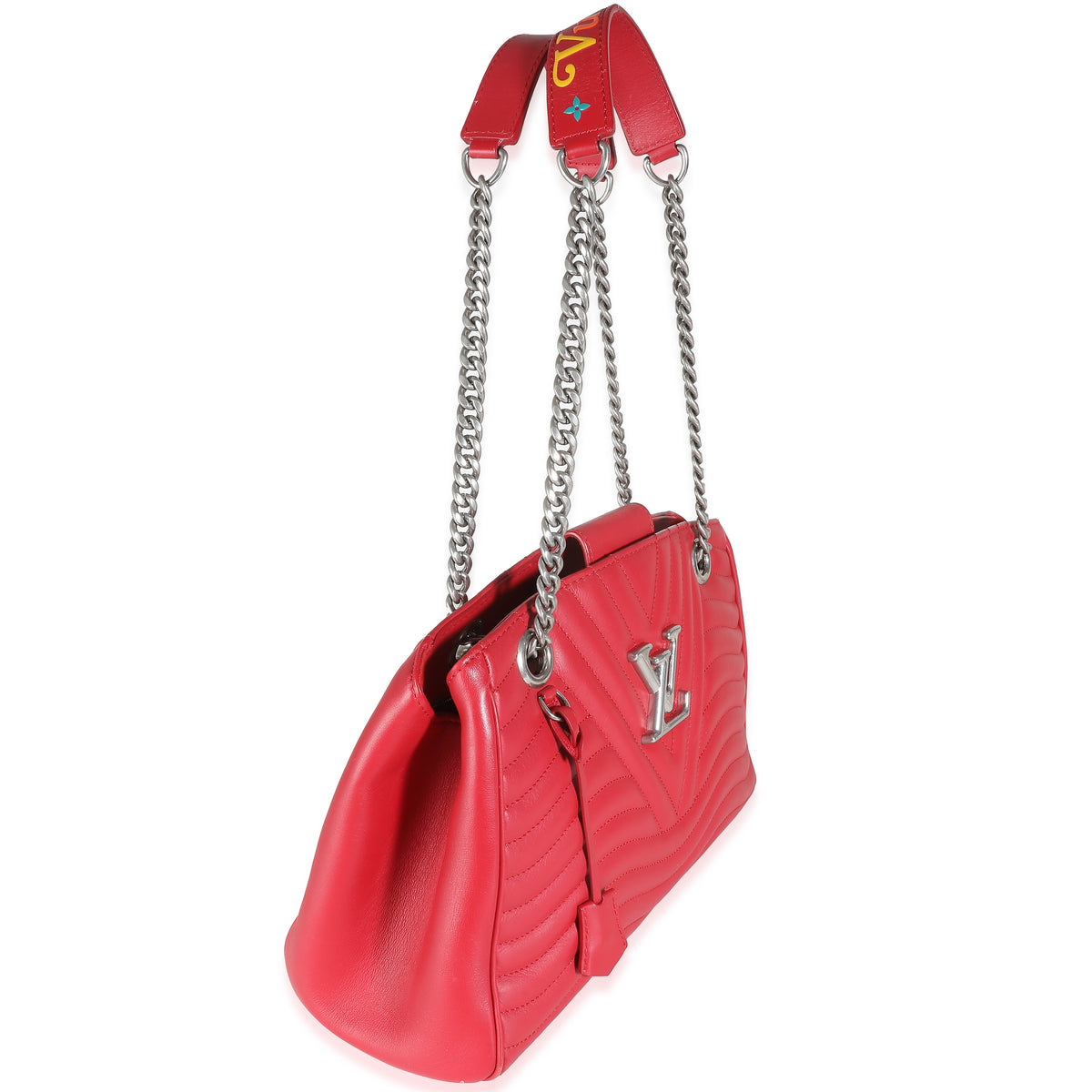 Louis Vuitton Ecarlate Calfskin New Wave Chain Tote Handbag sv