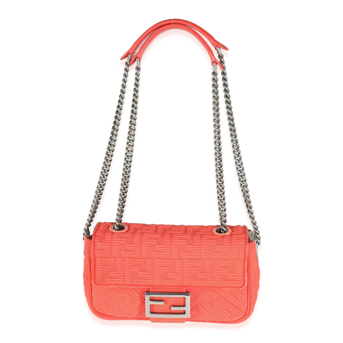 Fendi Tulipano Technical Fabric FF Midi Chain Baguette Bag Handbag av