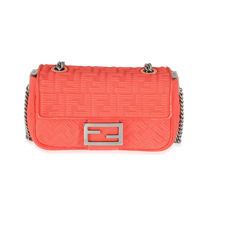 Fendi Tulipano Technical Fabric FF Midi Chain Baguette Bag Handbag fv