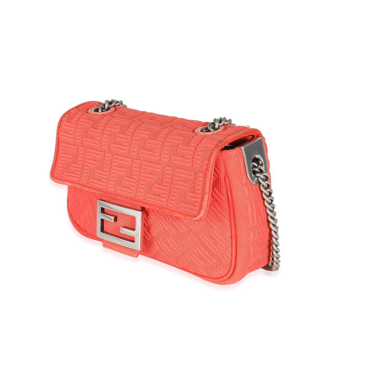 Fendi Tulipano Technical Fabric FF Midi Chain Baguette Bag Handbag sv