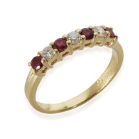 Vintage Ruby & Diamond Band in 18k Yellow Gold 0.18 CTW