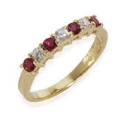 Vintage Ruby & Diamond Band in 18k Yellow Gold 0.18 CTW