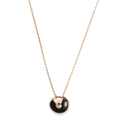 Amulette de Cartier Onyx Necklace in 18k Rose Gold 0.02 CTW