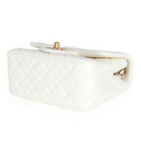 White Quilted Lambskin Pearl Crush Mini Flap Bag