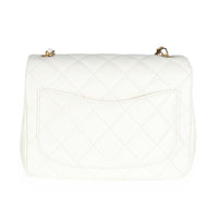 White Quilted Lambskin Pearl Crush Mini Flap Bag