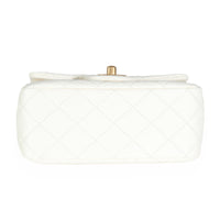 White Quilted Lambskin Pearl Crush Mini Flap Bag