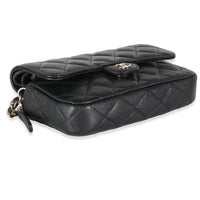 Chanel Black Quilted Caviar Flap Phone Handbag With Chain Handbag clasp