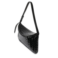 Black Intrecciato Patent Shoulder Bag