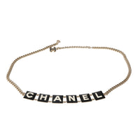 Chanel 2022 Black & White Enamel Gold Plated Logo Belt fv