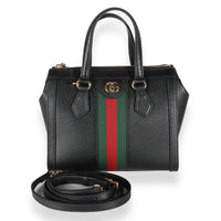 Black Calfskin Small Ophidia Top Handle Bag