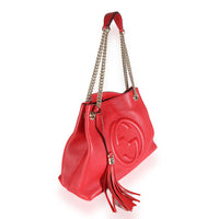 Red Pebbled Calfskin Soho Disco Chain Tote