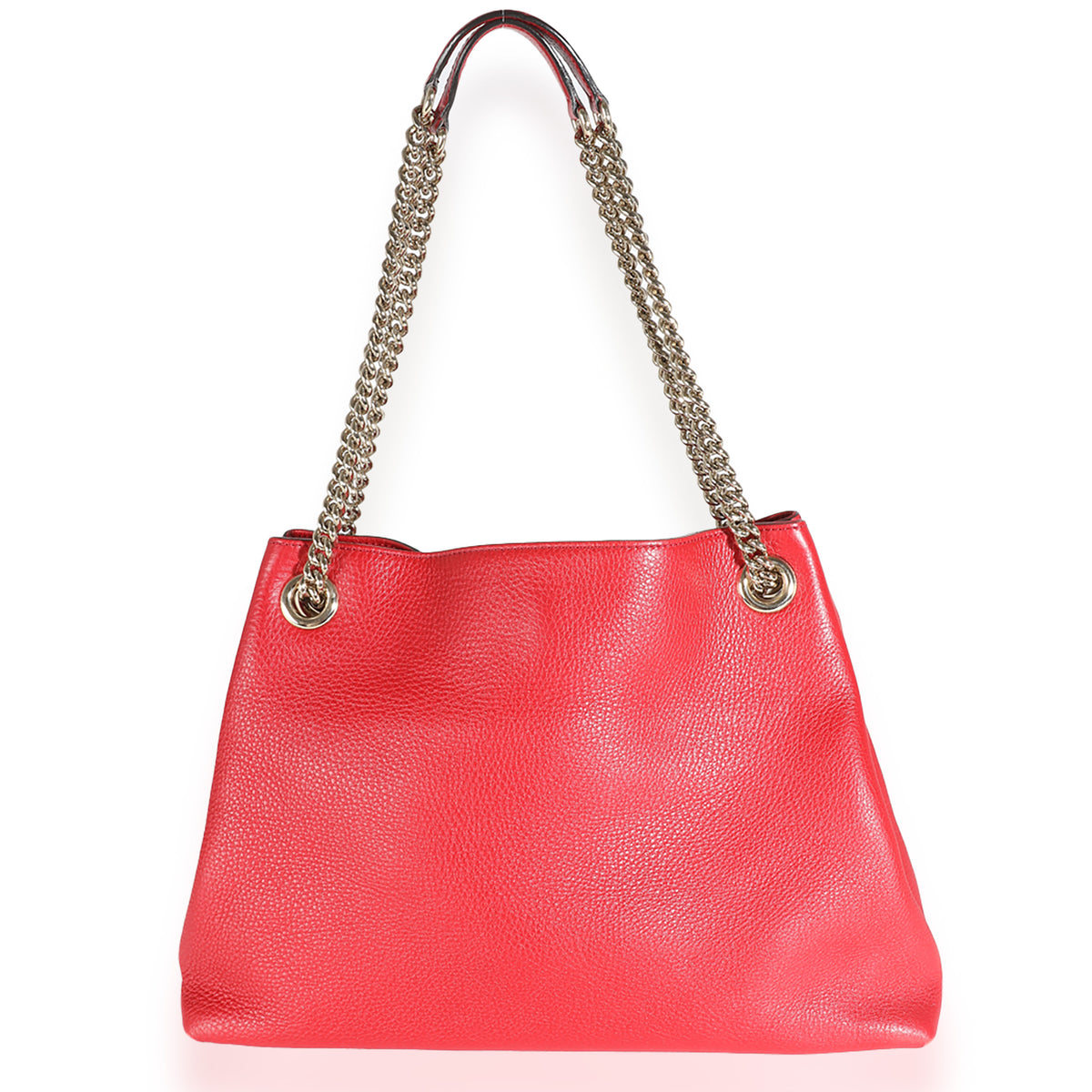 Red Pebbled Calfskin Soho Disco Chain Tote