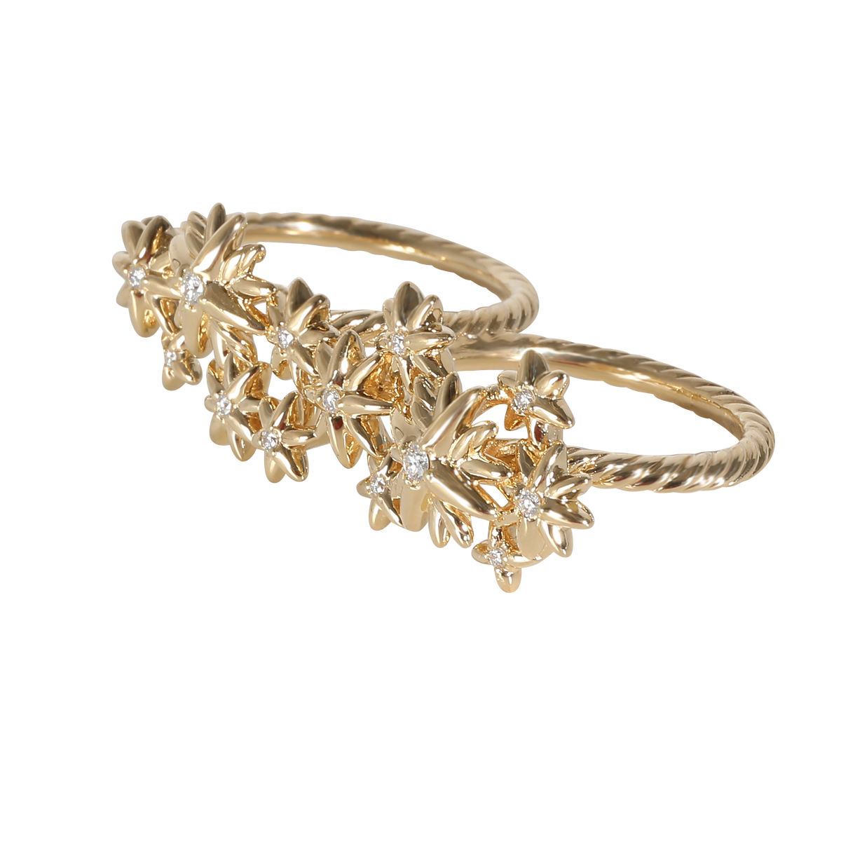 Starburst Two Finger Ring in 18k Yellow Gold 1/5 CTW