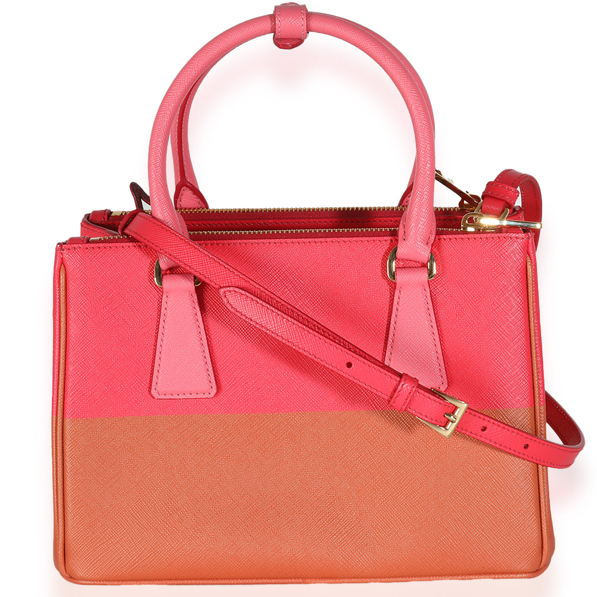 Copper Strawberry Saffiano Small Galleria Double Zip Tote