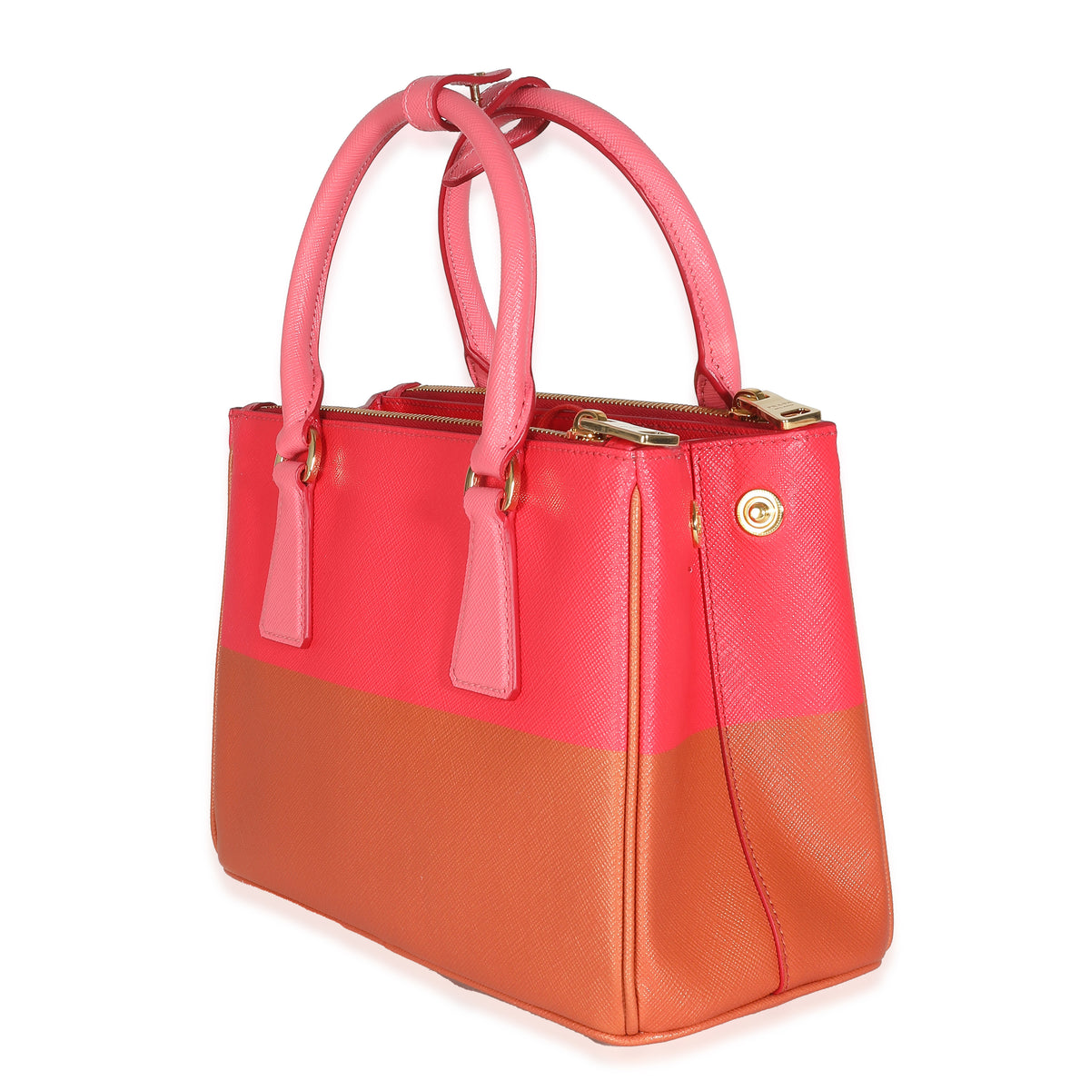 Copper Strawberry Saffiano Small Galleria Double Zip Tote