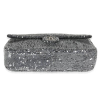 Silver Sequin Jumbo Single Flap Bag