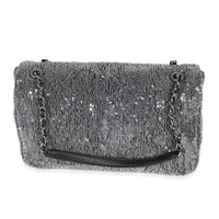 Silver Sequin Jumbo Single Flap Bag