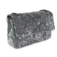 Silver Sequin Jumbo Single Flap Bag