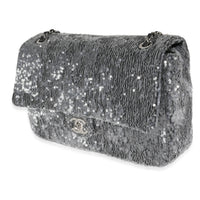 Silver Sequin Jumbo Single Flap Bag