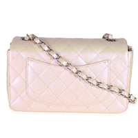 21K Pink Iridescent Quilted Lambskin Mini Rectangular Flap Bag