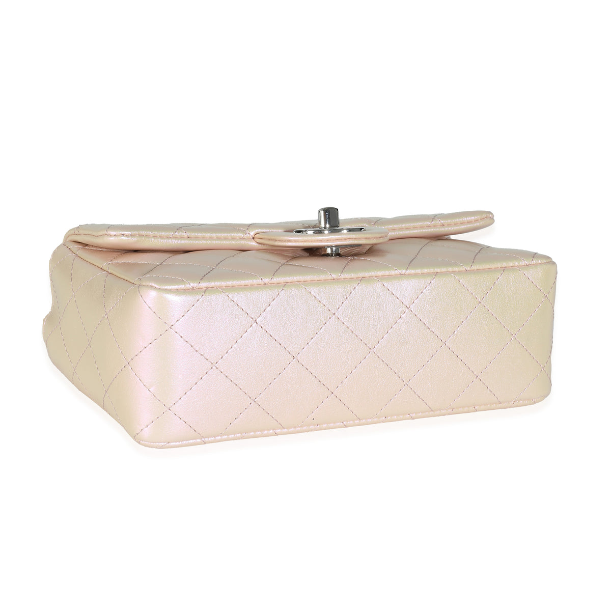 21K Pink Iridescent Quilted Lambskin Mini Rectangular Flap Bag