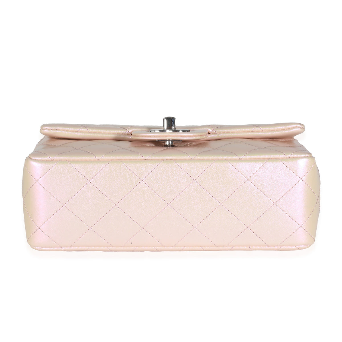 21K Pink Iridescent Quilted Lambskin Mini Rectangular Flap Bag