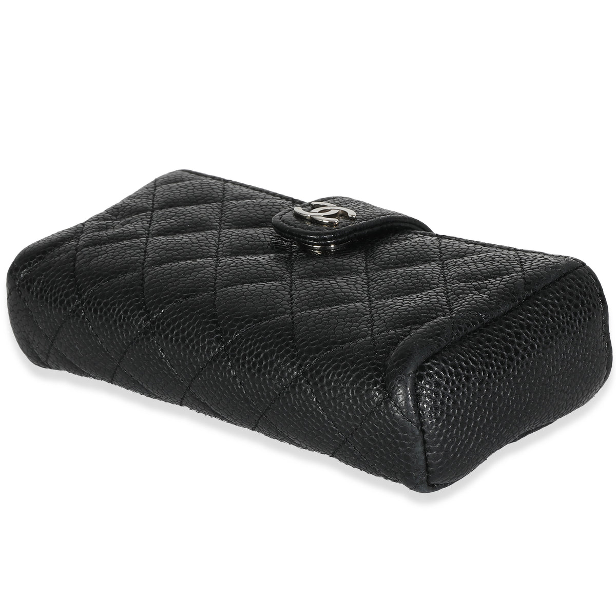 Black Quilted Caviar CC Phone Pouch